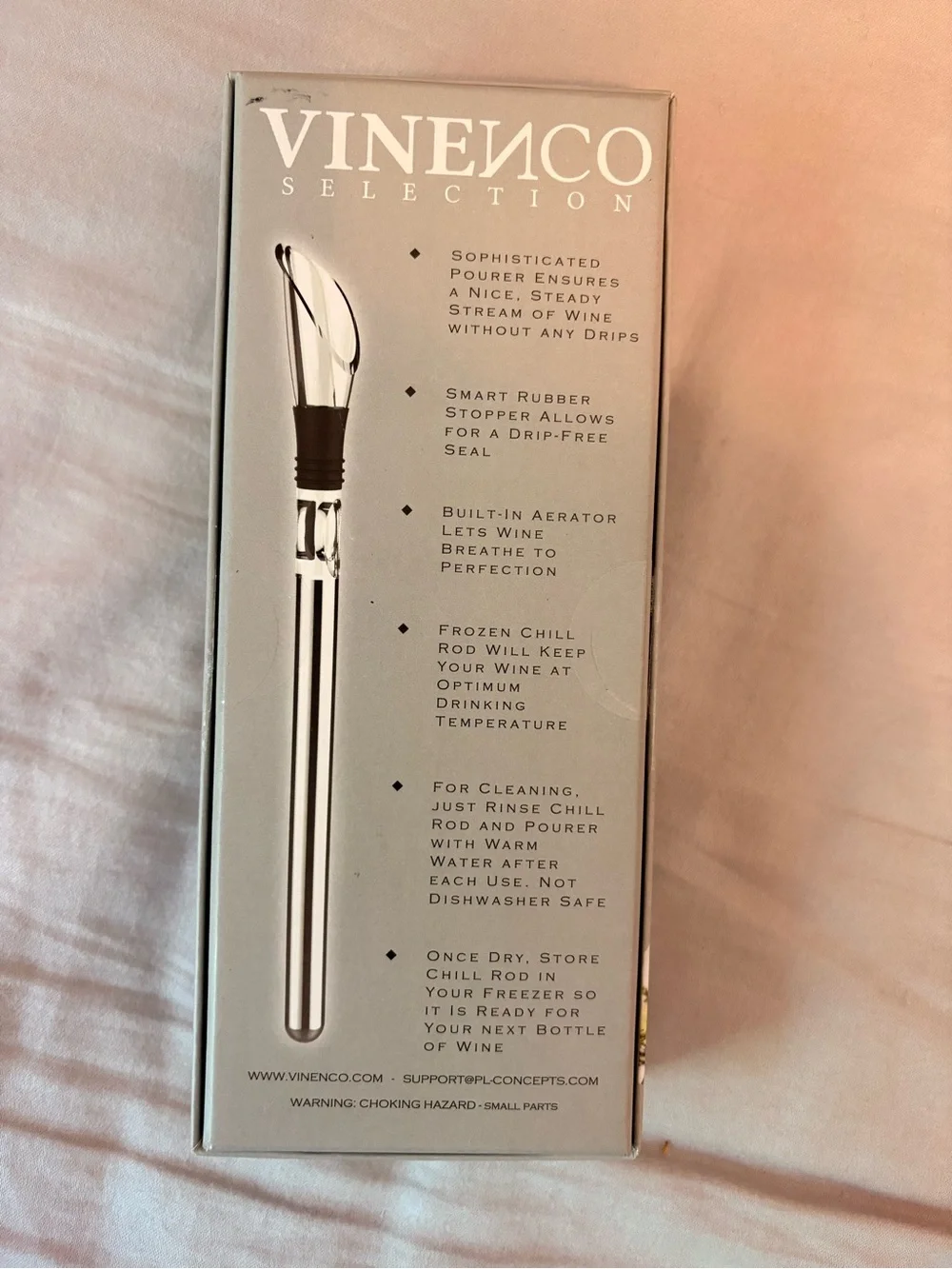 VINENCO Selection Wine Chiller Aerator Pourer Stopper Foil Cutter Set NIB